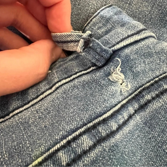 Harper Cropped Jeans Size 26 Skinny Light Wash Stretch Striped Hem Blue Denim - Picture 6 of 7